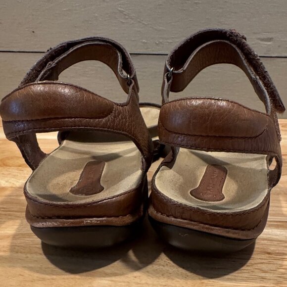 ROCKPORT ~ Sandals Women Size 9.5 - Brown Leather Low Wedge w Adjustable Straps - Picture 4 of 9